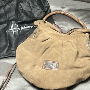 Y2K Marciano by Guess Brown Suede Hobo Studded Bag